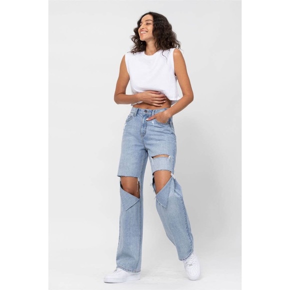 PRICE DROP 90’s Boyfriend Distressed Highest Rise Denim Jeans - Picture 9 of 11
